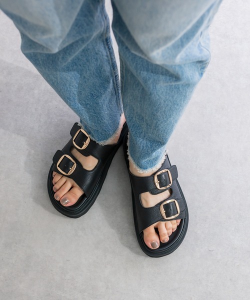 RIVE DROITE(リヴドロワ)の「MOHI(モヒ)/Wバックルサンダル(サンダル・レディース・ブラック・37/36/38)」の9枚目の写真