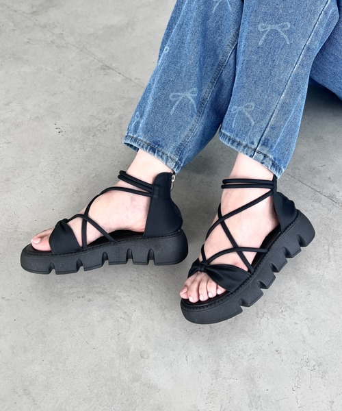 【国内発送/関税込!!】Loeffler Randall★厚底サンダル リボン セール】厚底レースアップリボンサンダル(サンダル)|Loueme