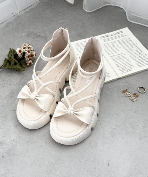 【国内発送/関税込!!】Loeffler Randall★厚底サンダル リボン セール】厚底レースアップリボンサンダル（サンダル）｜Loueme