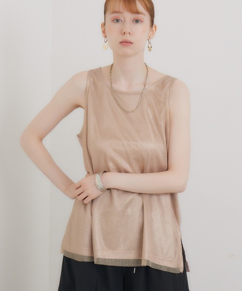 CLOCHE（クロシェ）の「cloche チュールレイヤードサテンタンク（タンクトップ・レディース・ベージュ/ホワイト/ブラック・FREE）」の3枚目の写真