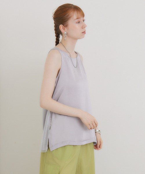 CLOCHE（クロシェ）の「cloche チュールレイヤードサテンタンク（タンクトップ・レディース・ベージュ/ホワイト/ブラック・FREE）」の18枚目の写真