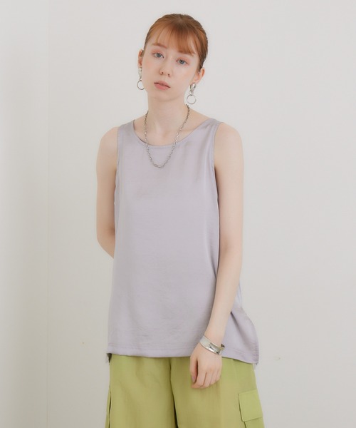 CLOCHE（クロシェ）の「cloche チュールレイヤードサテンタンク（タンクトップ・レディース・ベージュ/ホワイト/ブラック・FREE）」の19枚目の写真