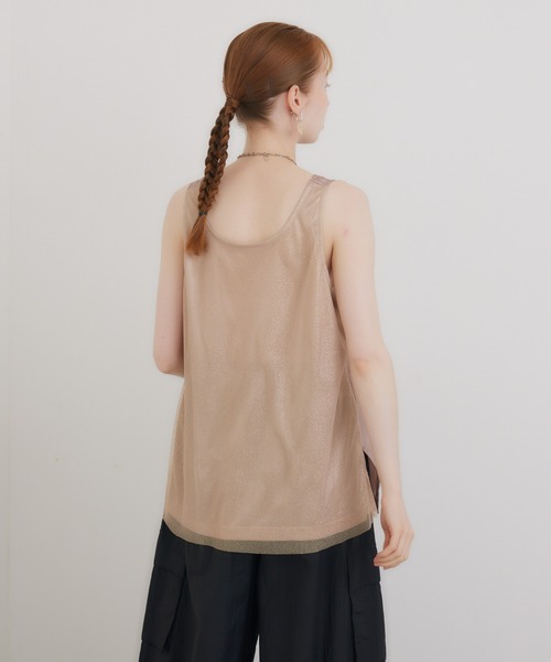 CLOCHE（クロシェ）の「cloche チュールレイヤードサテンタンク（タンクトップ・レディース・ベージュ/ホワイト/ブラック・FREE）」の9枚目の写真
