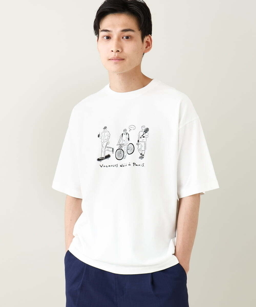 a.v.v(アーヴェヴェ)の「【ucaU×a.v.vコラボ】イラストワイドシルエットTシャツ(Tシャツ/カットソー・メンズ・チャコールグレー/ホワイト・46/48/50)」の9枚目の写真