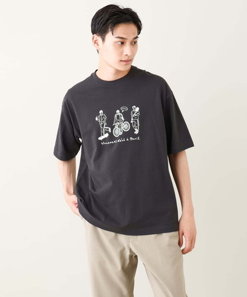 a.v.v(アーヴェヴェ)の「【ucaU×a.v.vコラボ】イラストワイドシルエットTシャツ(Tシャツ/カットソー・メンズ・チャコールグレー/ホワイト・46/48/50)」の13枚目の写真
