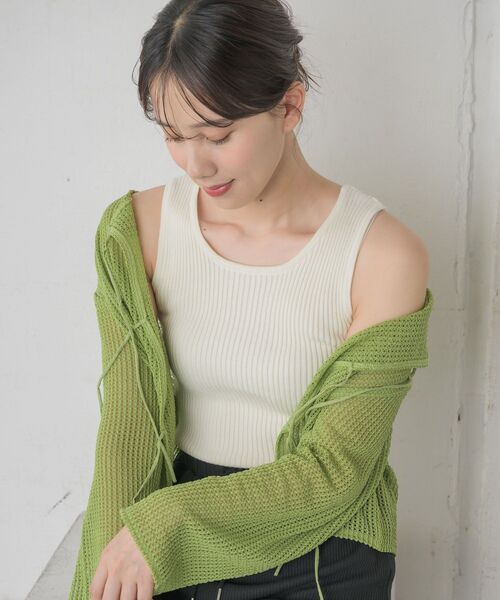 RETRO GIRL（レトロガール）の「バッククロスNTタンク（タンクトップ・レディース・オフホワイト/ブラック系その他3/ブラック/グリーン・FREE）」の5枚目の写真