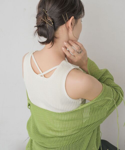 RETRO GIRL（レトロガール）の「バッククロスNTタンク（タンクトップ・レディース・オフホワイト/ブラック系その他3/ブラック/グリーン・FREE）」の6枚目の写真