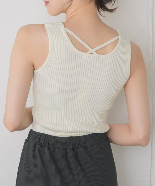 RETRO GIRL（レトロガール）の「バッククロスNTタンク（タンクトップ・レディース・オフホワイト/ブラック系その他3/ブラック/グリーン・FREE）」の2枚目の写真