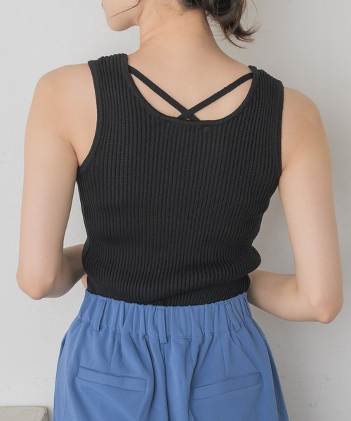 RETRO GIRL（レトロガール）の「バッククロスNTタンク（タンクトップ・レディース・オフホワイト/ブラック系その他3/ブラック/グリーン・FREE）」の3枚目の写真