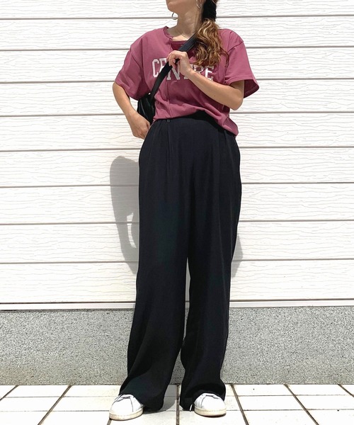 Q（キュー）の「ポリエステルコットンセミワイドパンツ（その他パンツ・レディース・ブルー/ブラック・MEDIUM）」の6枚目の写真