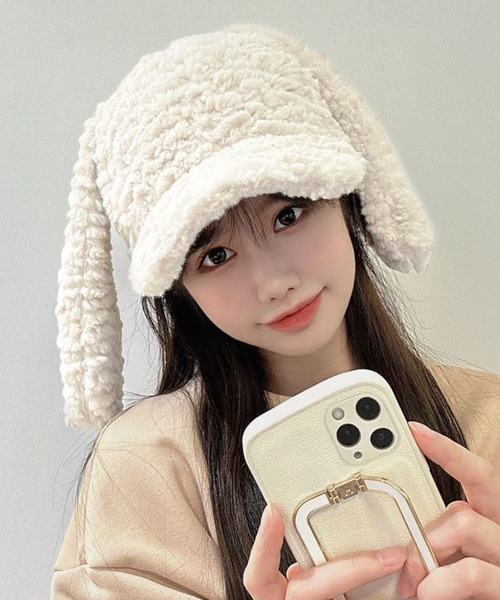 ALTROSE（アルトローズ）の「うさみみ うさ耳 ボア キャップ（キャップ・レディース・ブラック/グレー/ホワイト系その他・FREE）」の2枚目の写真