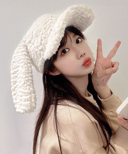 ALTROSE（アルトローズ）の「うさみみ うさ耳 ボア キャップ（キャップ・レディース・ブラック/グレー/ホワイト系その他・FREE）」の6枚目の写真