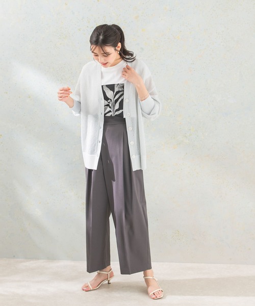 URBAN RESEARCH ROSSO WOMEN(アーバンリサーチ ロッソ)の「メッシュ編みカーディガン(カーディガン/ボレロ・レディース・ブラウン系その他/ホワイト・FREE)」の4枚目の写真