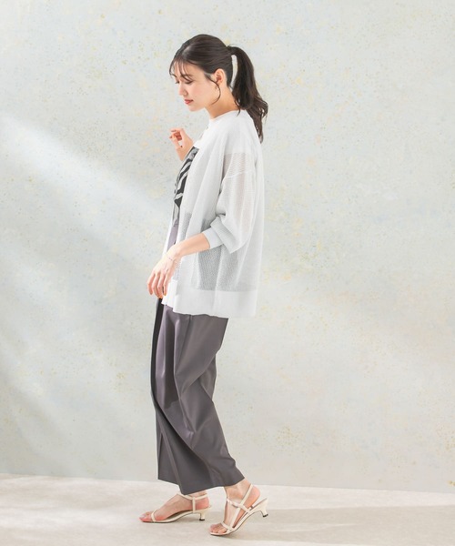 URBAN RESEARCH ROSSO WOMEN(アーバンリサーチ ロッソ)の「メッシュ編みカーディガン(カーディガン/ボレロ・レディース・ブラウン系その他/ホワイト・FREE)」の5枚目の写真