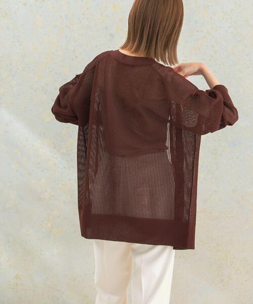 URBAN RESEARCH ROSSO WOMEN(アーバンリサーチ ロッソ)の「メッシュ編みカーディガン(カーディガン/ボレロ・レディース・ブラウン系その他/ホワイト・FREE)」の9枚目の写真