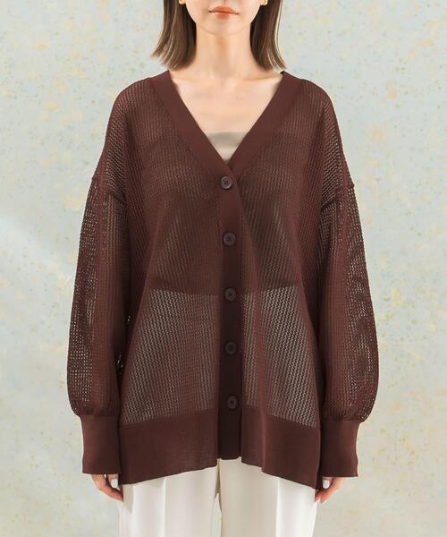 URBAN RESEARCH ROSSO WOMEN(アーバンリサーチ ロッソ)の「メッシュ編みカーディガン(カーディガン/ボレロ・レディース・ブラウン系その他/ホワイト・FREE)」の12枚目の写真