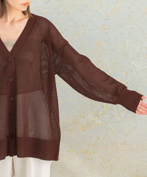 URBAN RESEARCH ROSSO WOMEN(アーバンリサーチ ロッソ)の「メッシュ編みカーディガン(カーディガン/ボレロ・レディース・ブラウン系その他/ホワイト・FREE)」の16枚目の写真