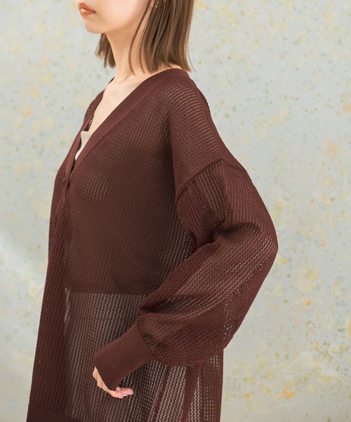 URBAN RESEARCH ROSSO WOMEN(アーバンリサーチ ロッソ)の「メッシュ編みカーディガン(カーディガン/ボレロ・レディース・ブラウン系その他/ホワイト・FREE)」の18枚目の写真