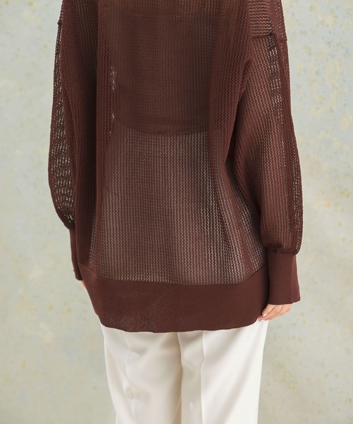 URBAN RESEARCH ROSSO WOMEN(アーバンリサーチ ロッソ)の「メッシュ編みカーディガン(カーディガン/ボレロ・レディース・ブラウン系その他/ホワイト・FREE)」の9枚目の写真