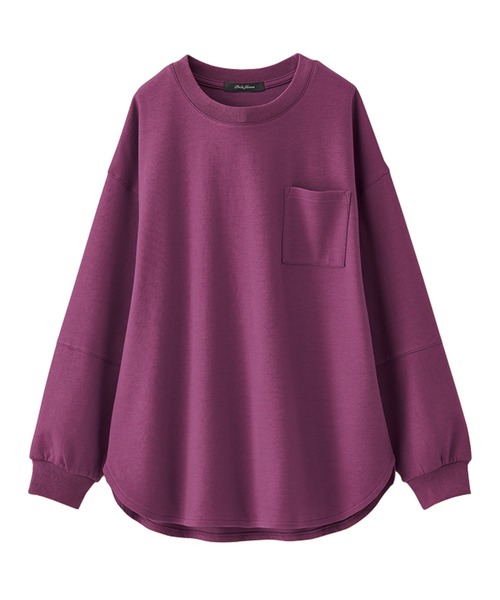 BELLUNA PLUS(ベルーナ)の「吸湿発熱ポンチ素材袖切替プルオーバー(Tシャツ/カットソー・レディース・チャコール/グレイッシュベージュ/ライム/パープル系その他・X-LARGE/LARGE/MEDIUM)」の5枚目の写真