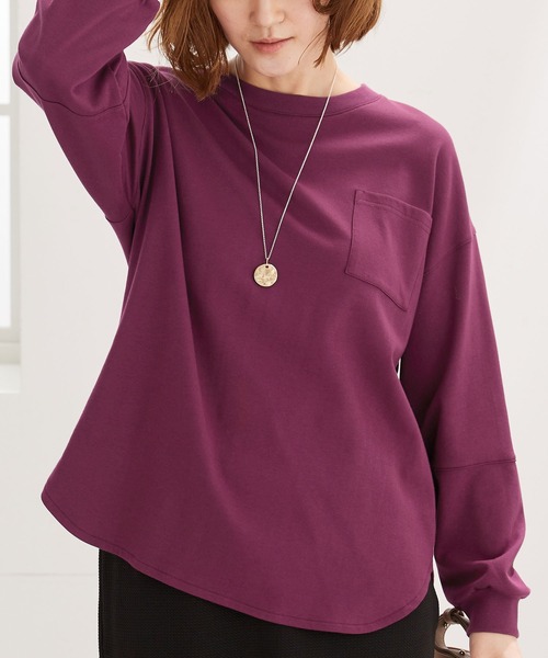 BELLUNA PLUS(ベルーナ)の「吸湿発熱ポンチ素材袖切替プルオーバー(Tシャツ/カットソー・レディース・チャコール/グレイッシュベージュ/ライム/パープル系その他・X-LARGE/LARGE/MEDIUM)」の17枚目の写真