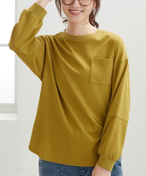 BELLUNA PLUS(ベルーナ)の「吸湿発熱ポンチ素材袖切替プルオーバー(Tシャツ/カットソー・レディース・チャコール/グレイッシュベージュ/ライム/パープル系その他・X-LARGE/LARGE/MEDIUM)」の13枚目の写真