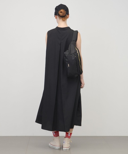 saloon（サルーン）の「SALOON(サルーン)/T/Cヘンリーギャザー切り替えワンピース【手洗い可】（ワンピース・レディース・オレンジ/ブラック・FREE）」の6枚目の写真