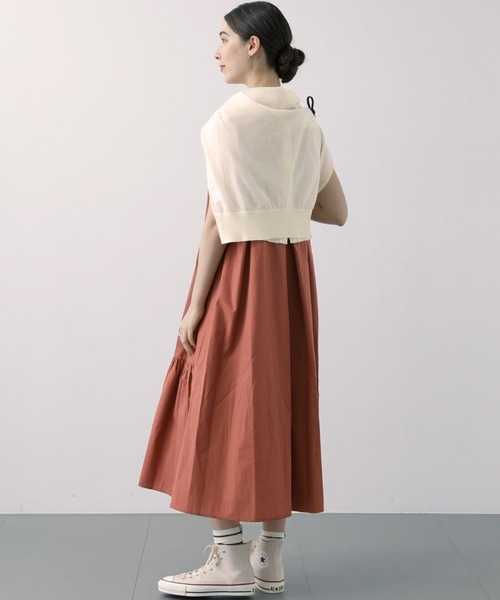 saloon（サルーン）の「SALOON(サルーン)/T/Cヘンリーギャザー切り替えワンピース【手洗い可】（ワンピース・レディース・オレンジ/ブラック・FREE）」の17枚目の写真