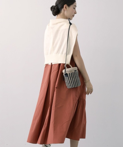 saloon（サルーン）の「SALOON(サルーン)/T/Cヘンリーギャザー切り替えワンピース【手洗い可】（ワンピース・レディース・オレンジ/ブラック・FREE）」の20枚目の写真