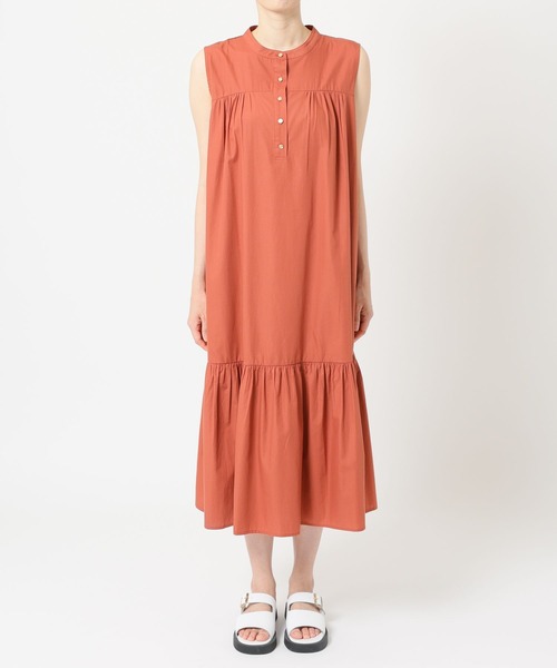 saloon（サルーン）の「SALOON(サルーン)/T/Cヘンリーギャザー切り替えワンピース【手洗い可】（ワンピース・レディース・オレンジ/ブラック・FREE）」の21枚目の写真
