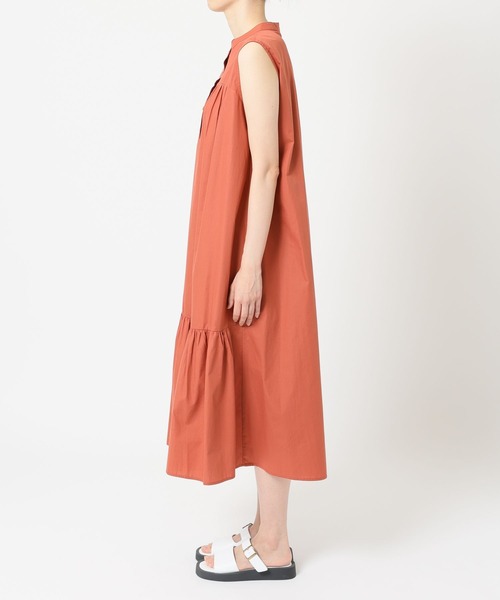 saloon（サルーン）の「SALOON(サルーン)/T/Cヘンリーギャザー切り替えワンピース【手洗い可】（ワンピース・レディース・オレンジ/ブラック・FREE）」の22枚目の写真