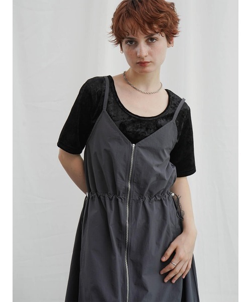 :ETHROF(イーサオブ)の「CRUSHED VELOUR TOPS(Tシャツ/カットソー・レディース・ピンク/グレー/ブラック・FREE)」の2枚目の写真