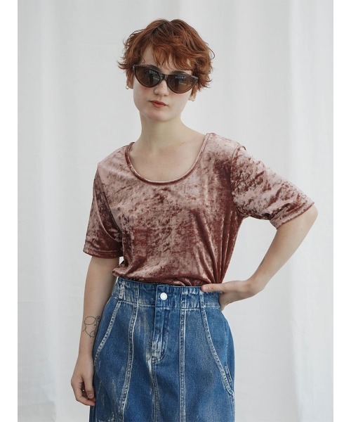 :ETHROF(イーサオブ)の「CRUSHED VELOUR TOPS(Tシャツ/カットソー・レディース・ピンク/グレー/ブラック・FREE)」の16枚目の写真
