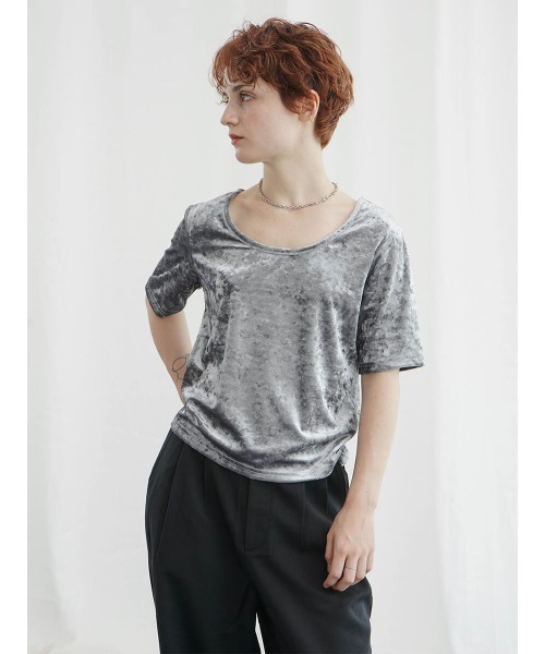 :ETHROF(イーサオブ)の「CRUSHED VELOUR TOPS(Tシャツ/カットソー・レディース・ピンク/グレー/ブラック・FREE)」の7枚目の写真
