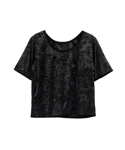 :ETHROF(イーサオブ)の「CRUSHED VELOUR TOPS(Tシャツ/カットソー・レディース・ピンク/グレー/ブラック・FREE)」の4枚目の写真