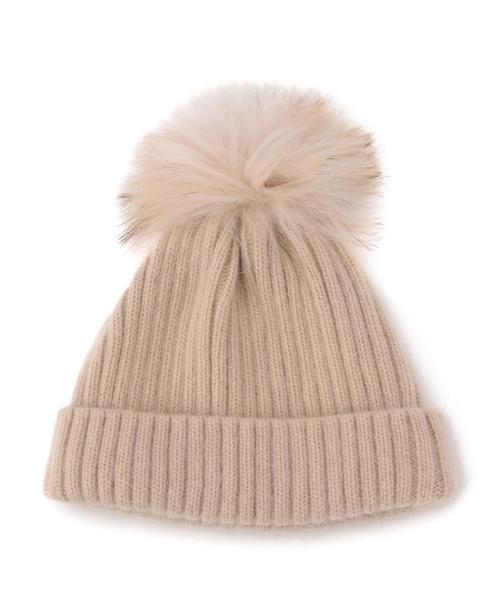 BEAUTY&YOUTH UNITED ARROWS（ビューティーアンドユースユナイテッドアローズ）の「BY ファーポンポンニットキャップ◆（ニットキャップ/ビーニー・レディース・ライトグレー/ナチュラル/ネイビー・フリー）」の3枚目の写真