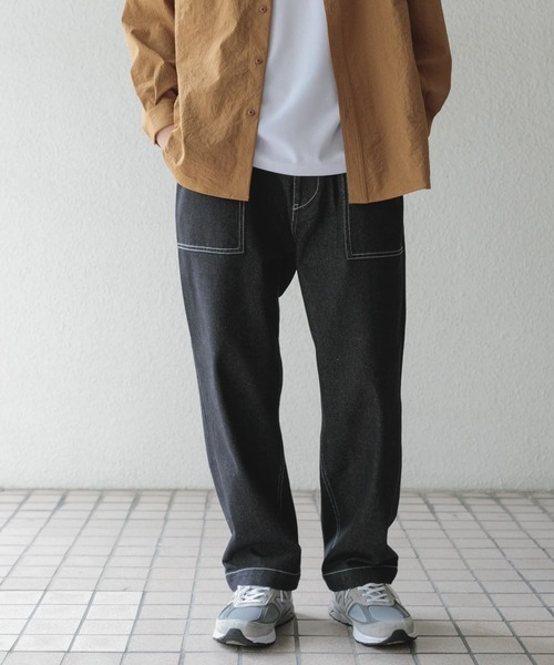 ITEMS URBANRESEARCH（アイテムズ アーバンリサーチ）の「デニム ベイカーパンツ（デニムパンツ・メンズ・ブラック/オフホワイト/ネイビー・LARGE/MEDIUM）」の7枚目の写真