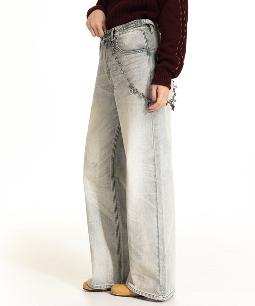 MASONPRINCE（メイソンプリンス）の「ワイドシルエット 色落ち加工 サイドベルト デニムパンツ NZK6204【MASONPRINCE】（デニムパンツ・メンズ・グレー系その他・S/M/L/XL）」の10枚目の写真