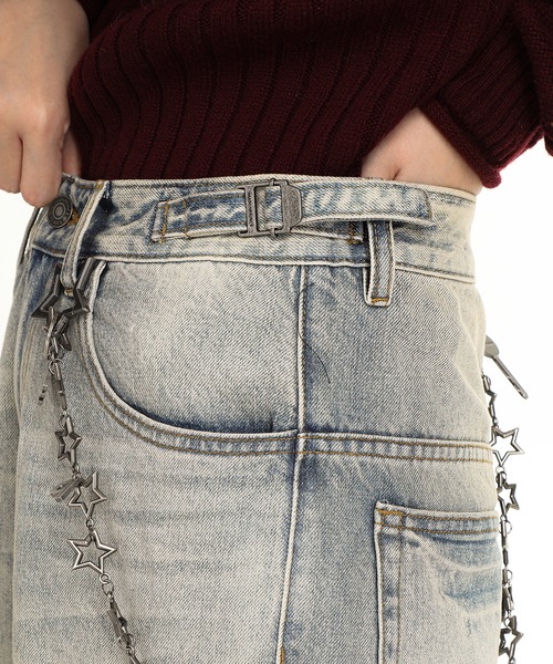 MASONPRINCE（メイソンプリンス）の「ワイドシルエット 色落ち加工 サイドベルト デニムパンツ NZK6204【MASONPRINCE】（デニムパンツ・メンズ・グレー系その他・S/M/L/XL）」の8枚目の写真