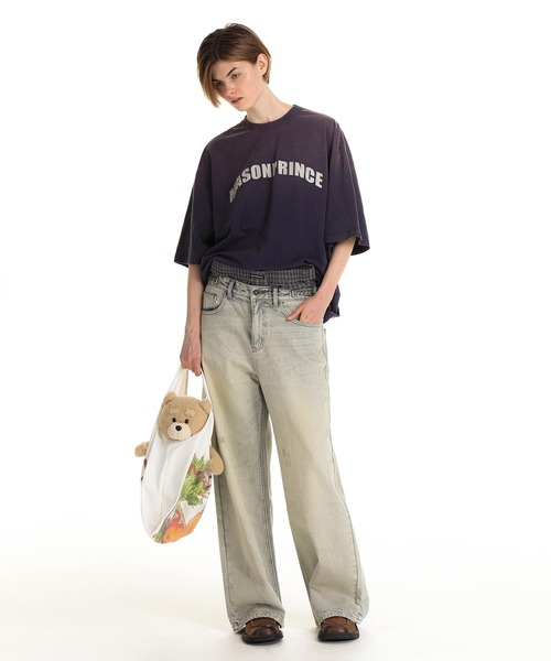 MASONPRINCE（メイソンプリンス）の「ワイドシルエット 色落ち加工 サイドベルト デニムパンツ NZK6204【MASONPRINCE】（デニムパンツ・メンズ・グレー系その他・S/M/L/XL）」の20枚目の写真