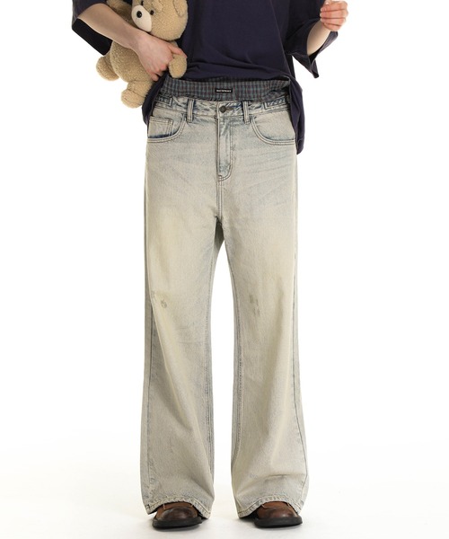 MASONPRINCE（メイソンプリンス）の「ワイドシルエット 色落ち加工 サイドベルト デニムパンツ NZK6204【MASONPRINCE】（デニムパンツ・メンズ・グレー系その他・S/M/L/XL）」の19枚目の写真