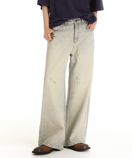 MASONPRINCE（メイソンプリンス）の「ワイドシルエット 色落ち加工 サイドベルト デニムパンツ NZK6204【MASONPRINCE】（デニムパンツ・メンズ・グレー系その他・S/M/L/XL）」の17枚目の写真