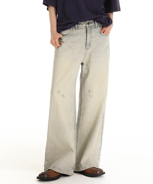 MASONPRINCE（メイソンプリンス）の「ワイドシルエット 色落ち加工 サイドベルト デニムパンツ NZK6204【MASONPRINCE】（デニムパンツ・メンズ・グレー系その他・S/M/L/XL）」の16枚目の写真