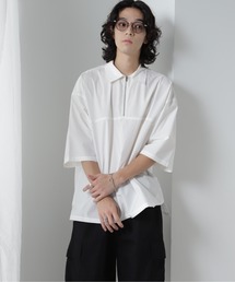 タイプライターハーフジッププルオーバー半袖シャツ