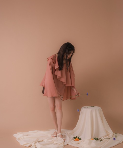 mideal（マイディール）の「satin frill dolman blouse / サテンフリルドルマンブラウス（シャツ/ブラウス・レディース・ピンク/グリーン・FREE）」の9枚目の写真