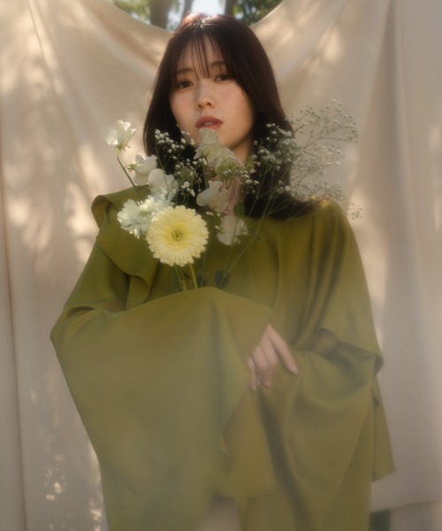 mideal（マイディール）の「satin frill dolman blouse / サテンフリルドルマンブラウス（シャツ/ブラウス・レディース・ピンク/グリーン・FREE）」の7枚目の写真