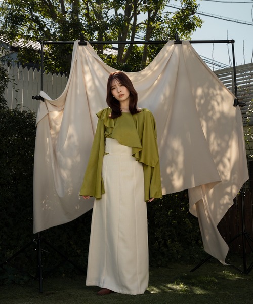 mideal（マイディール）の「satin frill dolman blouse / サテンフリルドルマンブラウス（シャツ/ブラウス・レディース・ピンク/グリーン・FREE）」の3枚目の写真