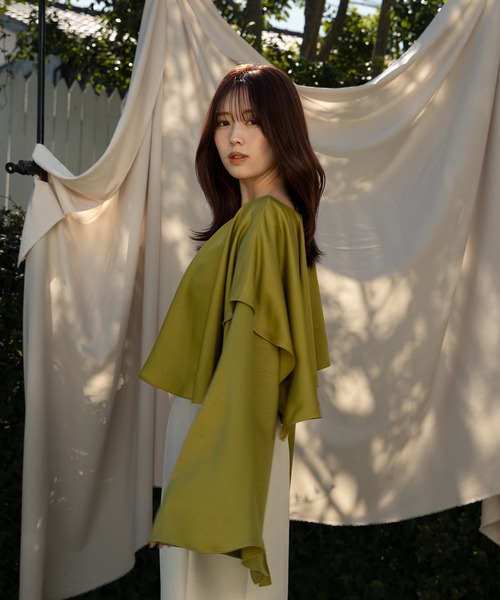 mideal（マイディール）の「satin frill dolman blouse / サテンフリルドルマンブラウス（シャツ/ブラウス・レディース・ピンク/グリーン・FREE）」の6枚目の写真