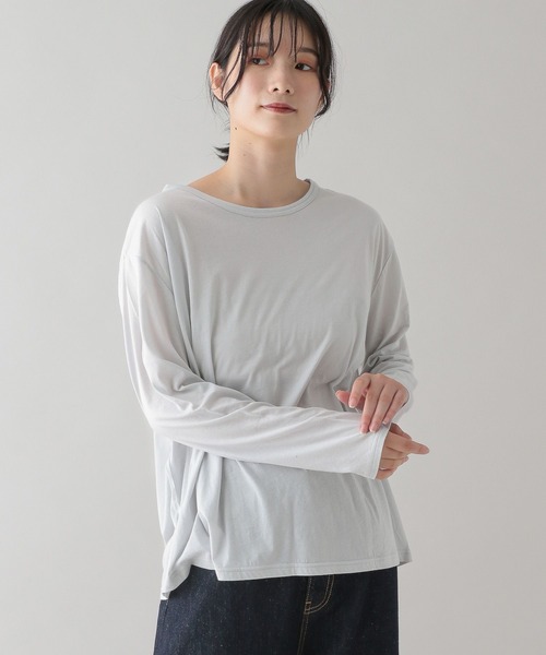 studio CLIP（スタディオクリップ）の「《natural by clip》シアーカットロングスリーブプルオーバー（Tシャツ/カットソー・レディース・ライトブルー/ブラック/ライトグレー/オフホワイト・FREE）」の3枚目の写真