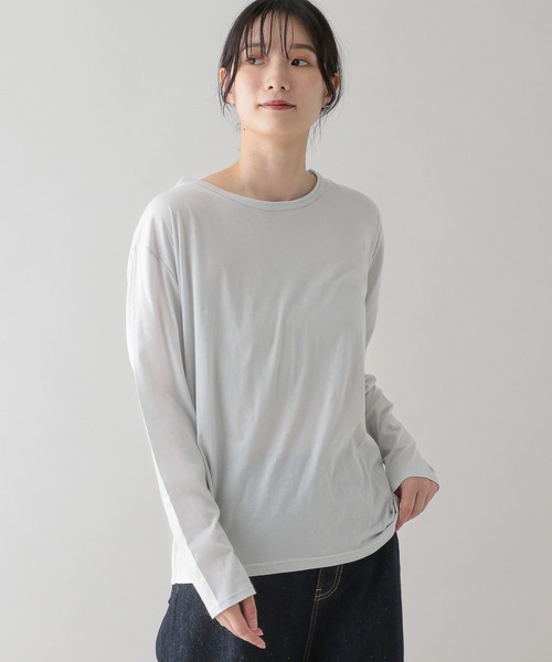 studio CLIP（スタディオクリップ）の「《natural by clip》シアーカットロングスリーブプルオーバー（Tシャツ/カットソー・レディース・ライトブルー/ブラック/ライトグレー/オフホワイト・FREE）」の9枚目の写真